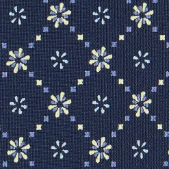 E.Marinella CRAVATTA SARTORIALE CLASSICA IN SETA BLU SCURO Microfantasia fiore Online