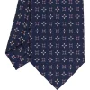 E.Marinella CRAVATTA SARTORIALE CLASSICA IN SETA BLU SCURO Microfantasia fiore Sale