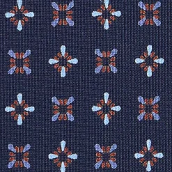 E.Marinella CRAVATTA SARTORIALE CLASSICA IN SETA BLU SCURO Microfantasia fiore Sale
