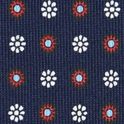E.Marinella CRAVATTA SARTORIALE CLASSICA IN SETA BLU SCURO Microfantasia fiore Discount