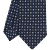 E.Marinella CRAVATTA SARTORIALE CLASSICA IN SETA BLU SCURO Microfantasia fiore Clearance
