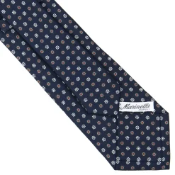 E.Marinella CRAVATTA SARTORIALE CLASSICA IN SETA BLU SCURO Microfantasia fiore Clearance