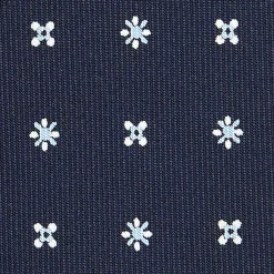 E.Marinella CRAVATTA SARTORIALE CLASSICA IN SETA BLU SCURO Microfantasia fiore New