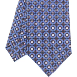E.Marinella CRAVATTA SARTORIALE CLASSICA IN SETA AZZURRO POLVERE Microfantasia fiore Sale