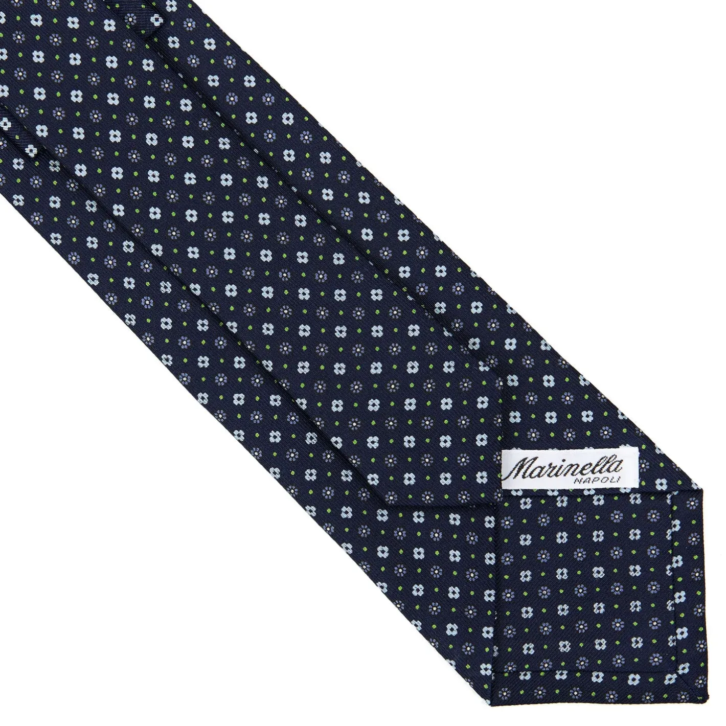 E.Marinella CRAVATTA SARTORIALE CLASSICA IN SETA BLU SCURO Microfantasia fiore Best