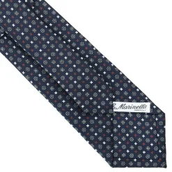 E.Marinella CRAVATTA SARTORIALE CLASSICA IN SETA BLU SCURO Microfantasia fiore Hot