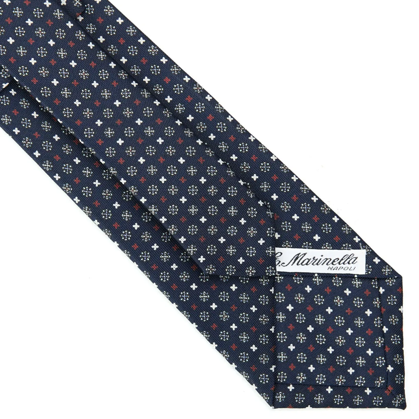 E.Marinella CRAVATTA SARTORIALE CLASSICA IN SETA BLU SCURO Microfantasia fiore Hot