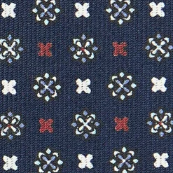E.Marinella CRAVATTA SARTORIALE CLASSICA IN SETA BLU SCURO Microfantasia fiore Hot