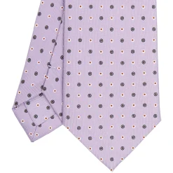 E.Marinella CRAVATTA SARTORIALE CLASSICA IN SETA LILLA Microfantasia fiore Outlet