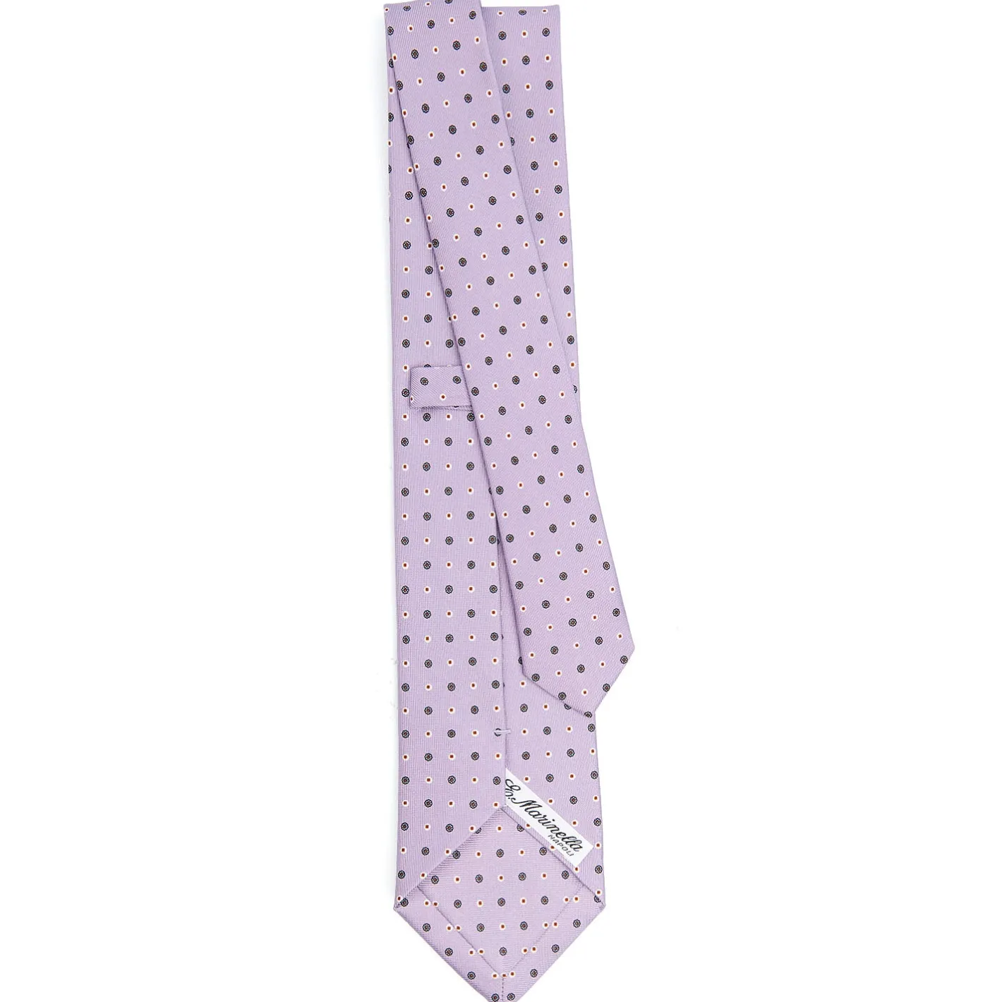 E.Marinella CRAVATTA SARTORIALE CLASSICA IN SETA LILLA Microfantasia fiore Outlet