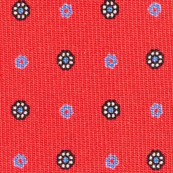E.Marinella CRAVATTA SARTORIALE CLASSICA IN SETA ROSSO Microfantasia fiore