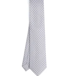 E.Marinella CRAVATTA SARTORIALE CLASSICA IN SETA GRIGIO CHIARO Microfantasia fiore Outlet