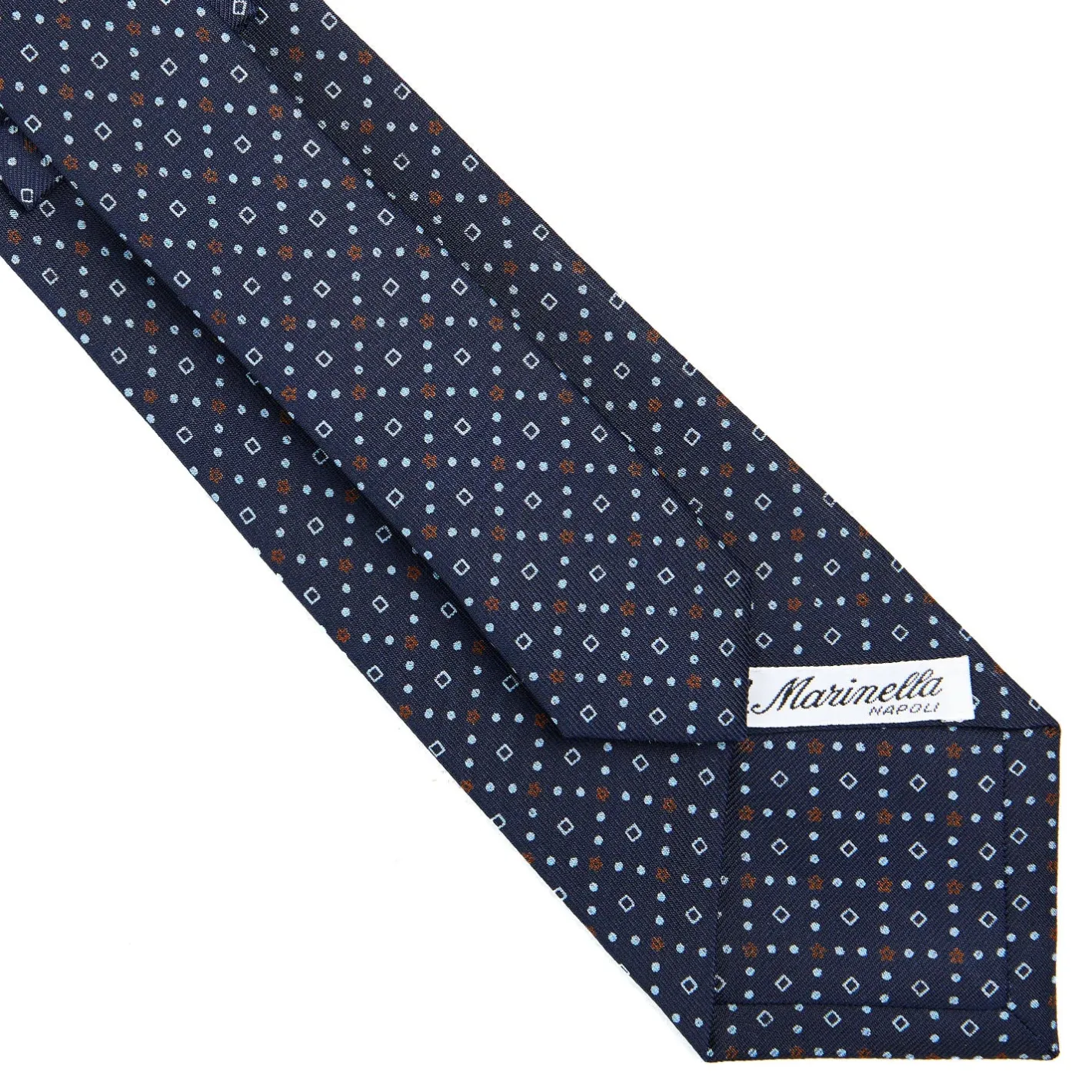 E.Marinella CRAVATTA SARTORIALE CLASSICA IN SETA BLU SCURO Microfantasia fiore