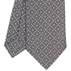 E.Marinella CRAVATTA SARTORIALE CLASSICA IN SETA GRIGIO CHIARO Microfantasia fiore Discount