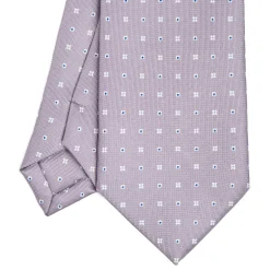 E.Marinella CRAVATTA SARTORIALE CLASSICA IN SETA GRIGIO CHIARO Microfantasia fiore Clearance