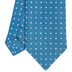 E.Marinella CRAVATTA SARTORIALE CLASSICA IN SETA BLU Microfantasia fiore Hot