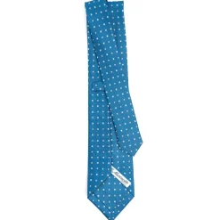 E.Marinella CRAVATTA SARTORIALE CLASSICA IN SETA BLU Microfantasia fiore Hot