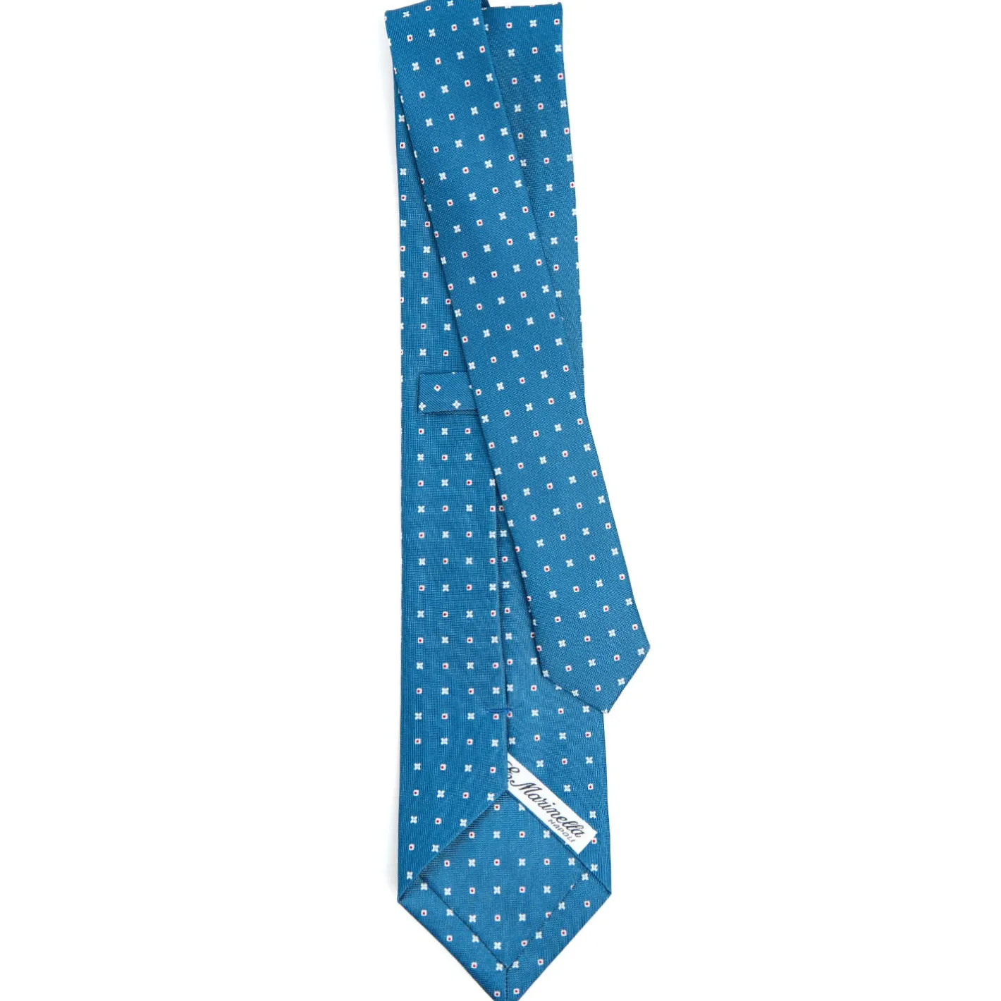 E.Marinella CRAVATTA SARTORIALE CLASSICA IN SETA BLU Microfantasia fiore Hot