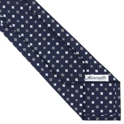 E.Marinella CRAVATTA SARTORIALE CLASSICA IN SETA BLU SCURO Microfantasia fiore Clearance