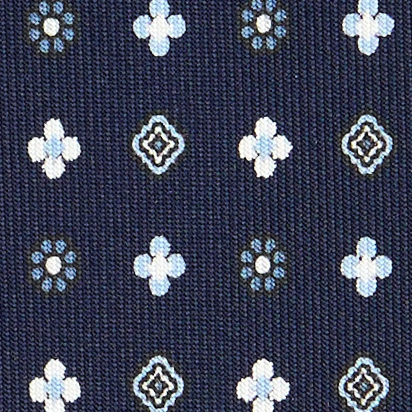 E.Marinella CRAVATTA SARTORIALE CLASSICA IN SETA BLU SCURO Microfantasia fiore Clearance