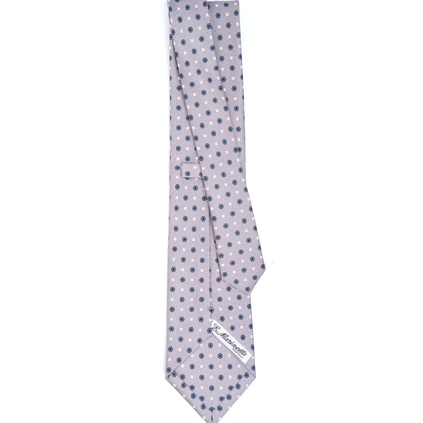 E.Marinella CRAVATTA SARTORIALE CLASSICA IN SETA GRIGIO CHIARO Microfantasia fiore Online