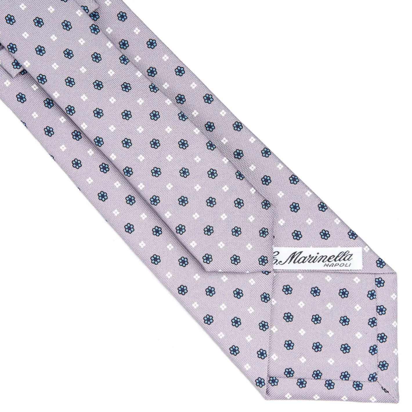 E.Marinella CRAVATTA SARTORIALE CLASSICA IN SETA GRIGIO CHIARO Microfantasia fiore Online