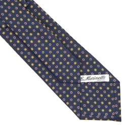 E.Marinella CRAVATTA SARTORIALE CLASSICA IN SETA BLU SCURO Microfantasia fiore Clearance