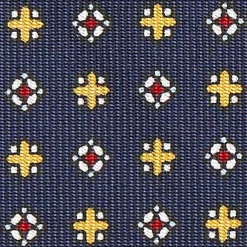 E.Marinella CRAVATTA SARTORIALE CLASSICA IN SETA BLU SCURO Microfantasia fiore Clearance