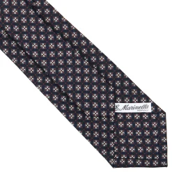 E.Marinella CRAVATTA SARTORIALE CLASSICA IN SETA BLU SCURO Microfantasia fiore Discount