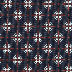 E.Marinella CRAVATTA SARTORIALE CLASSICA IN SETA BLU SCURO Microfantasia fiore Discount