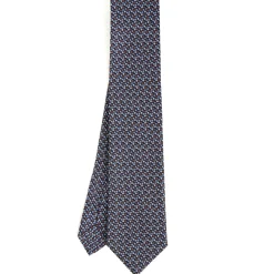 E.Marinella CRAVATTA SARTORIALE CLASSICA IN SETA BLU SCURO Microfantasia fiore Online