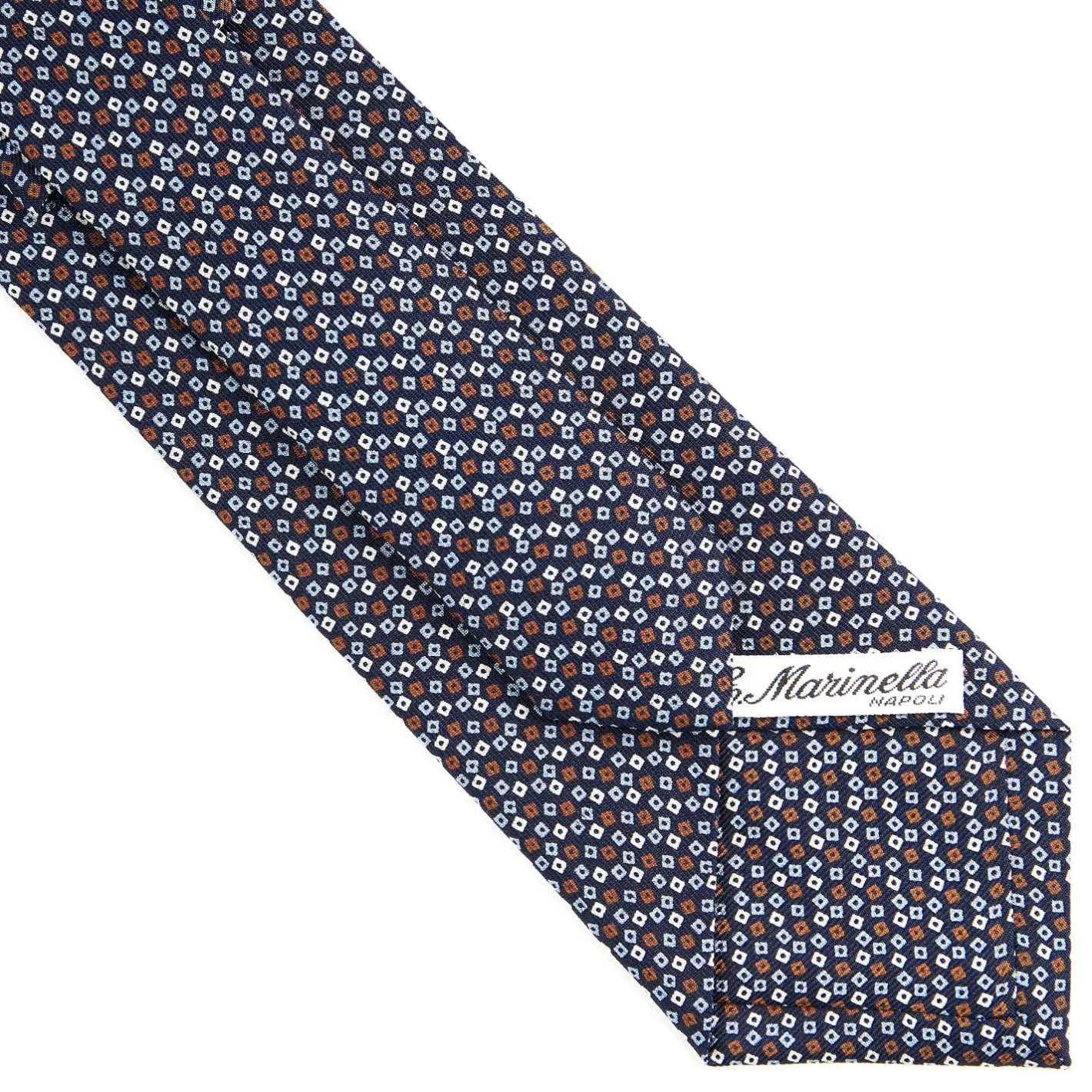 E.Marinella CRAVATTA SARTORIALE CLASSICA IN SETA BLU SCURO Microfantasia fiore Online