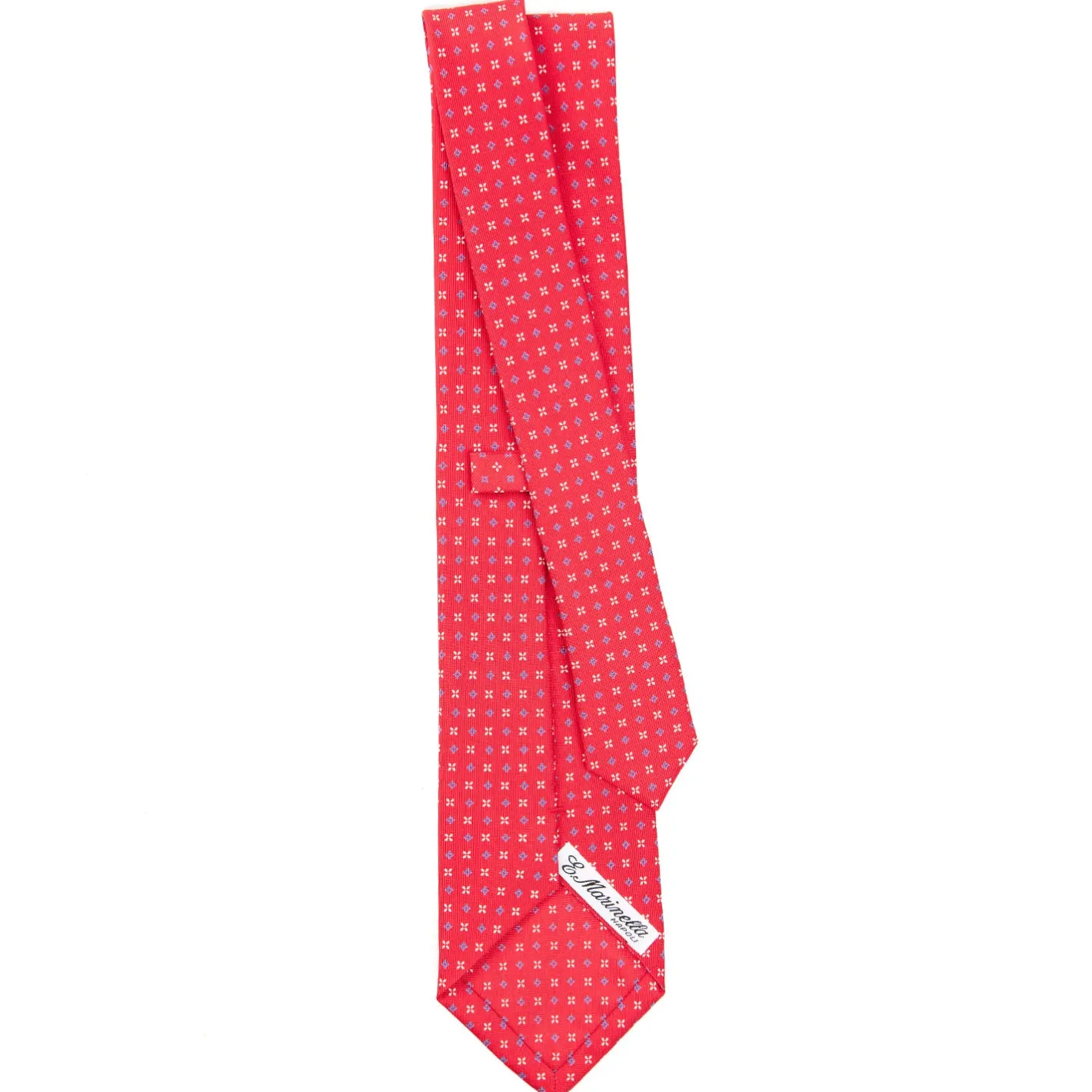 E.Marinella CRAVATTA SARTORIALE CLASSICA IN SETA ROSSA Microfantasia fiore Discount