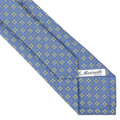 E.Marinella CRAVATTA SARTORIALE CLASSICA IN SETA AZZURRO POLVERE Microfantasia fiore Outlet