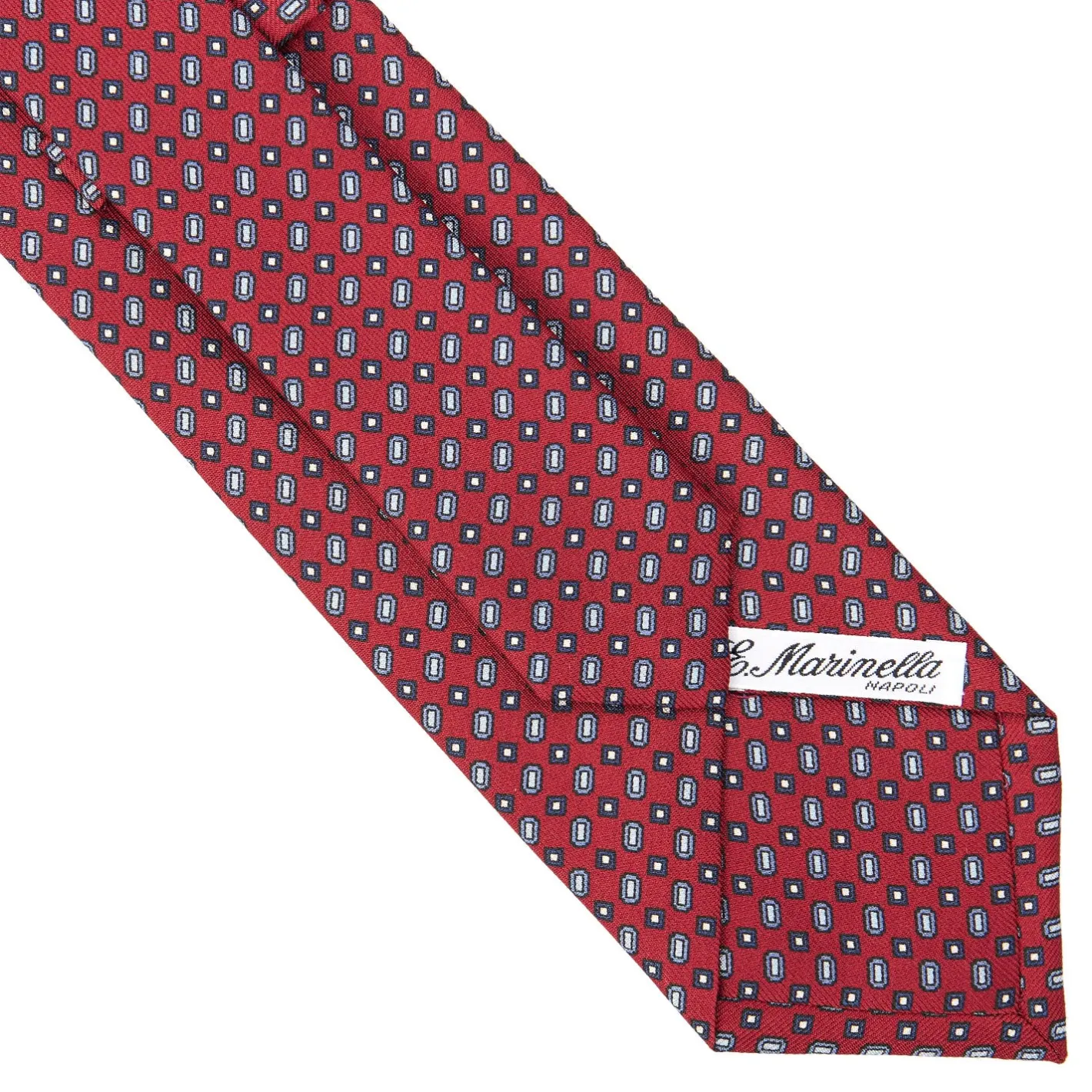 E.Marinella CRAVATTA SARTORIALE CLASSICA IN SETA BORDEAUX Microfantasia fiore Outlet