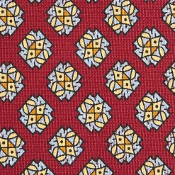 E.Marinella CRAVATTA SARTORIALE CLASSICA IN SETA BORDEAUX Microfantasia fiore Hot