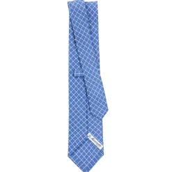 E.Marinella CRAVATTA SARTORIALE CLASSICA IN SETA AZZURRO POLVERE Microfantasia fiore New