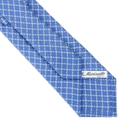 E.Marinella CRAVATTA SARTORIALE CLASSICA IN SETA AZZURRO POLVERE Microfantasia fiore New