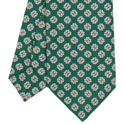 E.Marinella CRAVATTA SARTORIALE CLASSICA IN SETA VERDE SCURO Microfantasia fiore Outlet