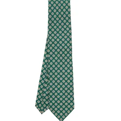E.Marinella CRAVATTA SARTORIALE CLASSICA IN SETA VERDE SCURO Microfantasia fiore Outlet