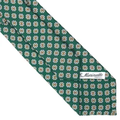 E.Marinella CRAVATTA SARTORIALE CLASSICA IN SETA VERDE SCURO Microfantasia fiore Outlet