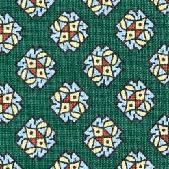 E.Marinella CRAVATTA SARTORIALE CLASSICA IN SETA VERDE SCURO Microfantasia fiore Outlet