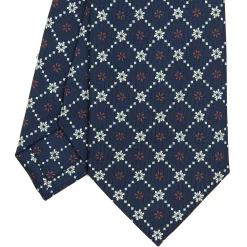 E.Marinella CRAVATTA SARTORIALE CLASSICA IN SETA BLU SCURO Microfantasia fiore Hot