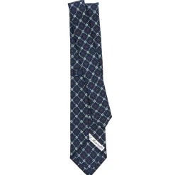 E.Marinella CRAVATTA SARTORIALE CLASSICA IN SETA BLU SCURO Microfantasia fiore Hot