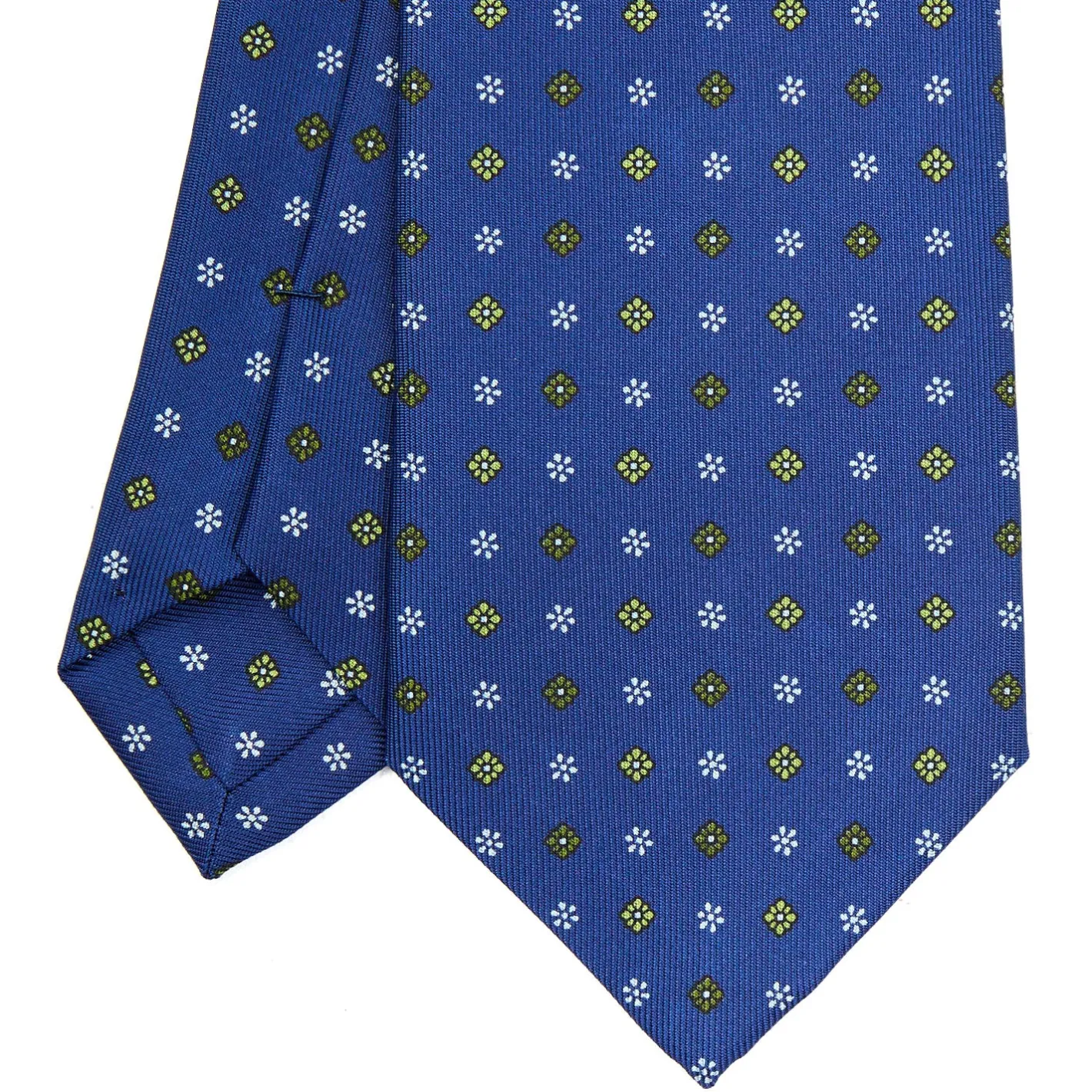 E.Marinella CRAVATTA SARTORIALE CLASSICA IN SETA BLU Microfantasia fiore Discount
