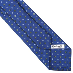 E.Marinella CRAVATTA SARTORIALE CLASSICA IN SETA BLU Microfantasia fiore Discount