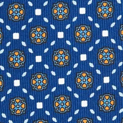 E.Marinella CRAVATTA SARTORIALE CLASSICA IN SETA BLU Microfantasia fiore Discount