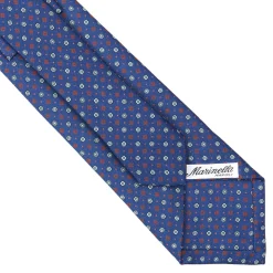 E.Marinella CRAVATTA SARTORIALE CLASSICA IN SETA BLU Microfantasia fiore