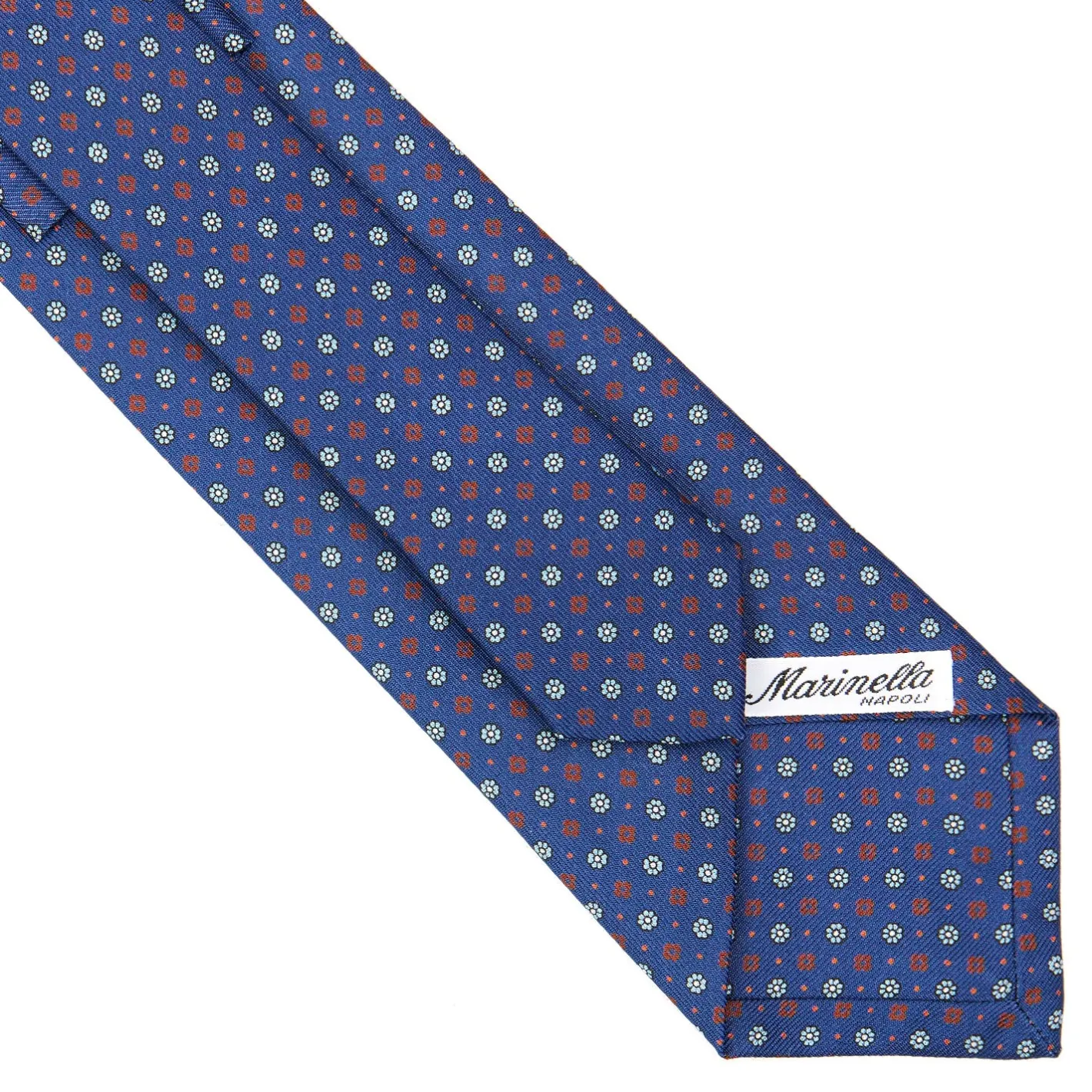 E.Marinella CRAVATTA SARTORIALE CLASSICA IN SETA BLU Microfantasia fiore