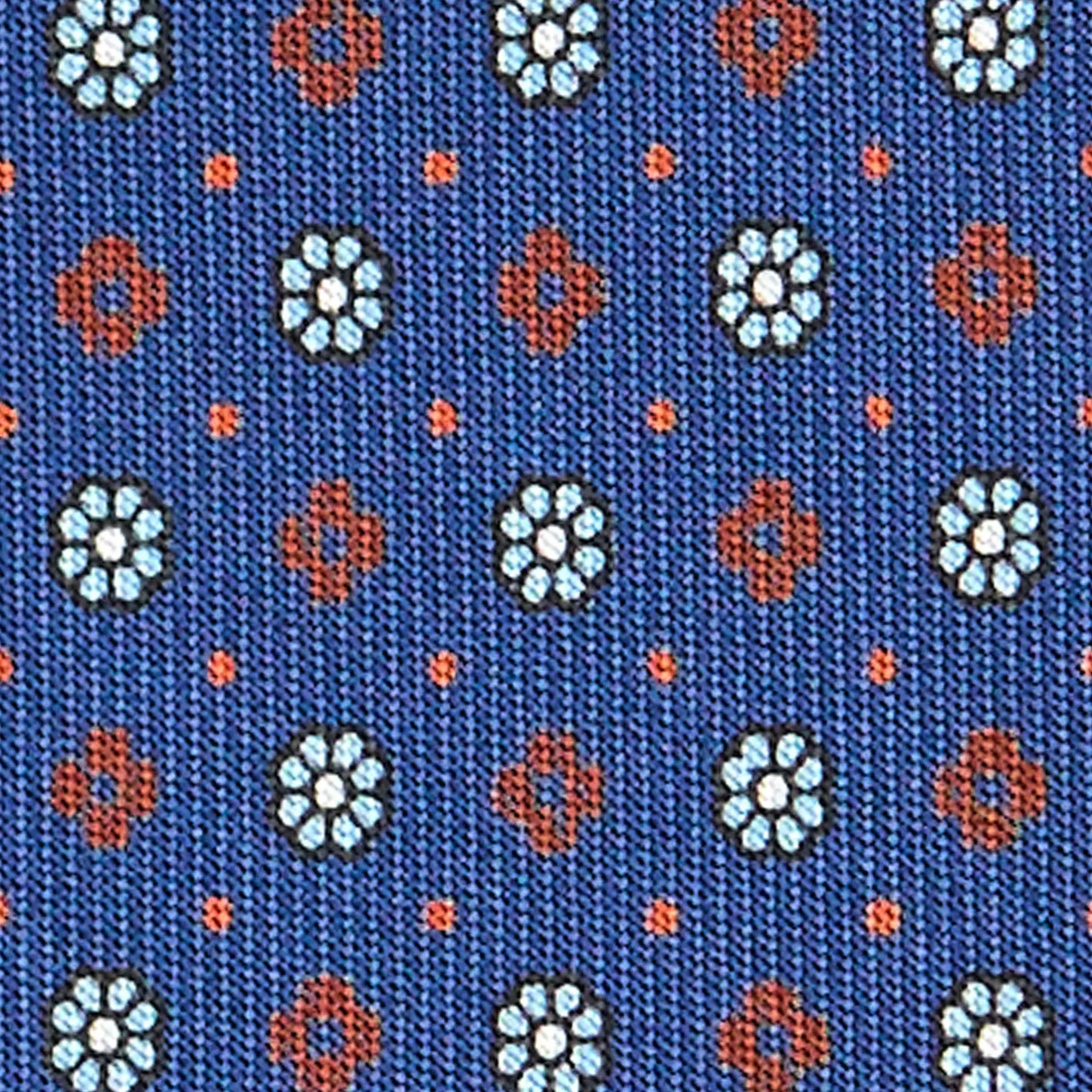 E.Marinella CRAVATTA SARTORIALE CLASSICA IN SETA BLU Microfantasia fiore